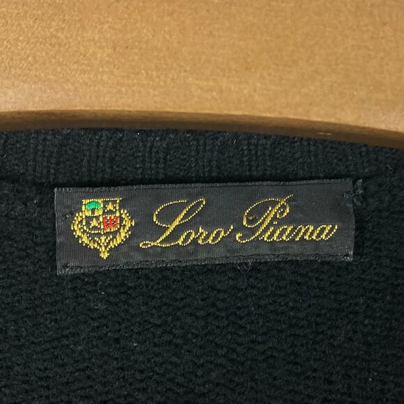 Nwot LORO PIANA Sweater Men~L~XL Unisex Chest 48”Cashmere ITALY Black Long-Sleev - Picture 4 of 7